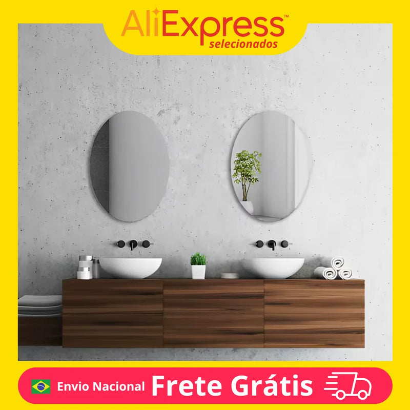 Espelho Oval Decorativo de Acrílico Inquebrável
