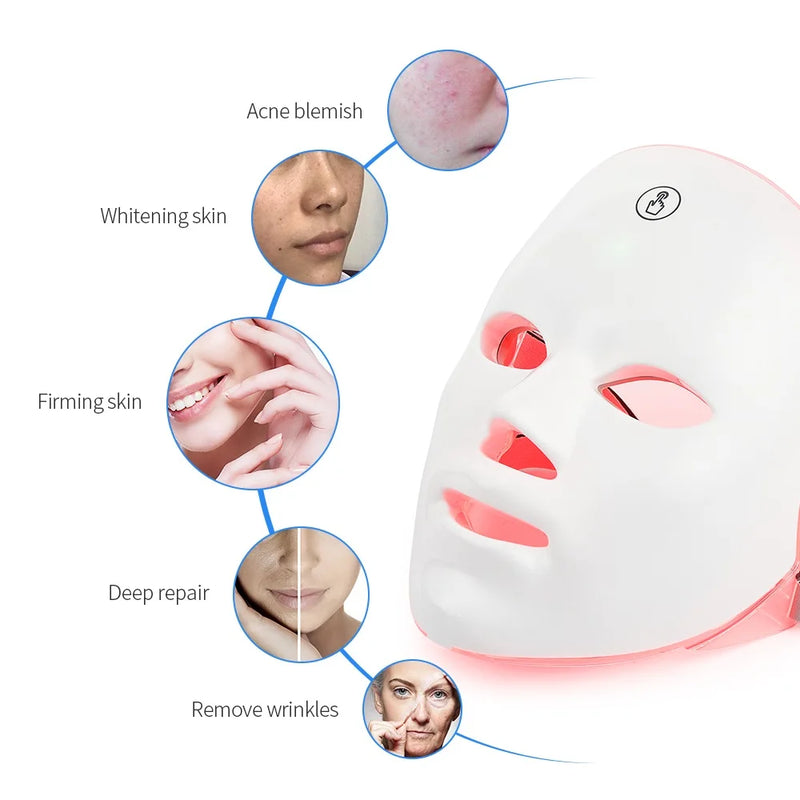 💡 Máscara LED Facial 7 Cores – Rejuvenescimento e Lifting Instantâneo em Casa