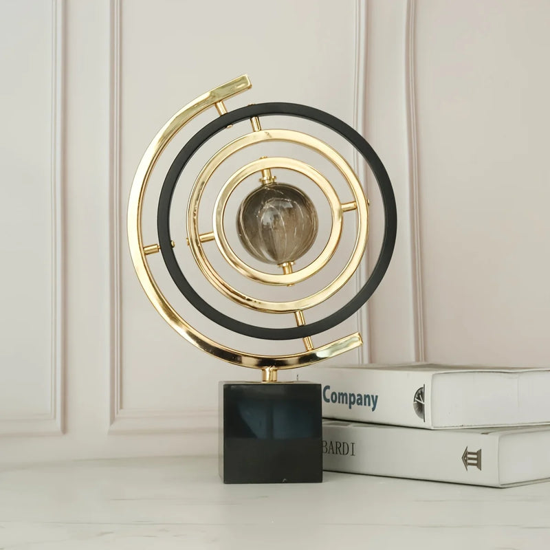 Escultura Decorativa Globo Abstrato em Metal