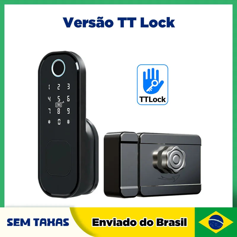 Fechadura Digital Inteligente Tuya com Biometria, Wi-Fi e Desbloqueio por App