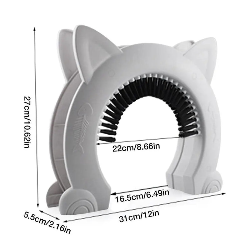 Porta Pet com Escova Coletora de Pelos – Acesso Privado para Gatos com Design Divertido e Instalação Fácil