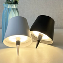 Luminária Abajur LED Portátil para Garrafa – Design Elegante Preto e Branco, Luz Quente